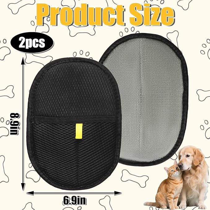 LLMSIX 2PCS Pet Hair Removal Glove for Cats Dogs Pet Hair Grooming Glove Reusable Pet Hair Removal Tool for Sofas Carpet Furniture Car Seat Bedding