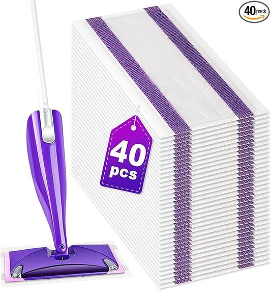 40 Counts Disposable Mop Pad Refills for Swiffer Wet Pads Refill, Replacement for Swiffer Wet Jet Pads Disposable Wet Jet Hardwood Floor Spray Mop Pads Refills, Thickness & Absorbent