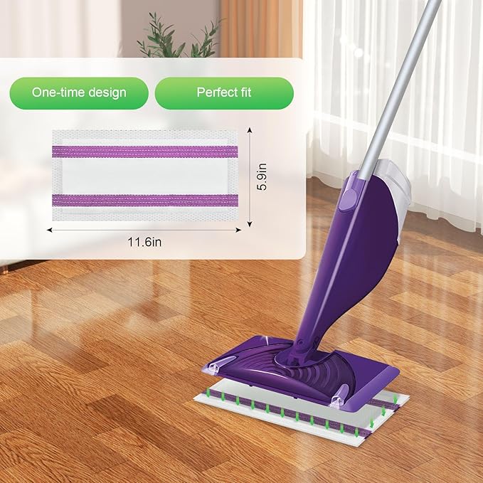 42 Count Disposable Mop Pad Replacement for Swiffer WetJet Spray Mop, Extra Strong Dirt Locking and Water Absorbent, Powerful Stain Removal