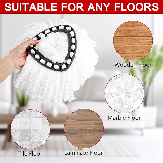 15-Pack Spin Mop Superior Replacement Heads – Compatible with O-Cedar EasyWring and Other Spin Mops, Durable and Washable Refills for Effortless Floor Cleaning - iDeaology