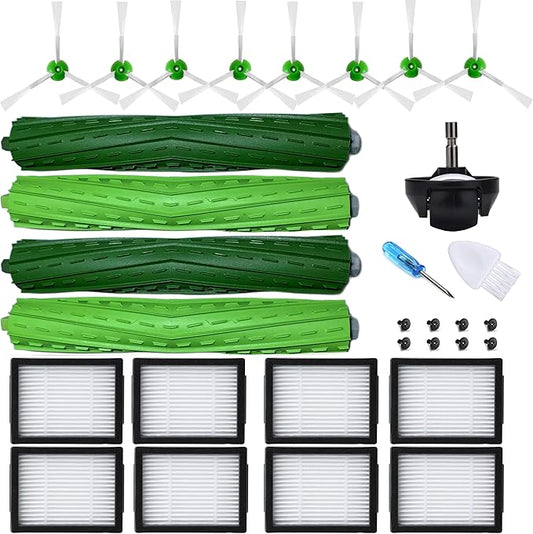 JoyBros Parts Accessories for iRobot Roomba evo i1 i2/+i3 i3+ i4 i5 i6 i6+ i7 i7+ i8 i8+/Plus E5 E6 E7 J5 J6 J7 I,E &J Series :Roller Brush,Side Brushes,HEPA Filter Caster Wheel Wheel