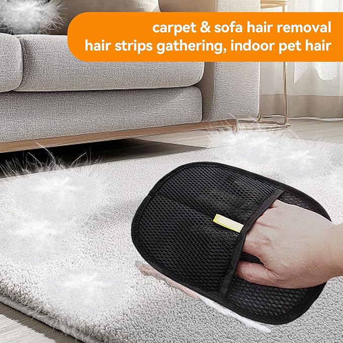 Blrmba Pet Hair Remover Gloves: Static Design, 9.4"×7.1" Reusable Lint Remover for Furniture, Clothing, Car Seats – Grooming Tool for Cats & Dogs, 2PCS