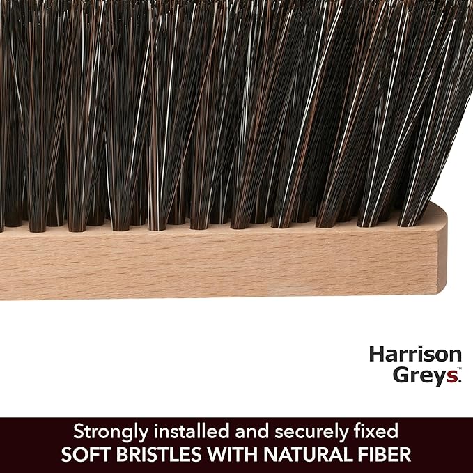 14.2" Hand Broom Soft Bristles Cleaning Brush, Dusting Brush with Wooden Handle, Clothes Brush, Handheld Car Broom, Long Counter Dust Brush, Bench Brush