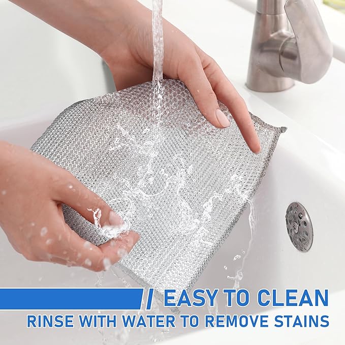Non Scratch Wire Dishcloth Multipurpose 30PCS - Kitchen Wire Dishwashing Rag Sets Bathroom Home Steel Wool Scrubber Essentials Towels Cleaning Pads Supplies,for Dishes Sinks, Dishes, Stove Top Tools