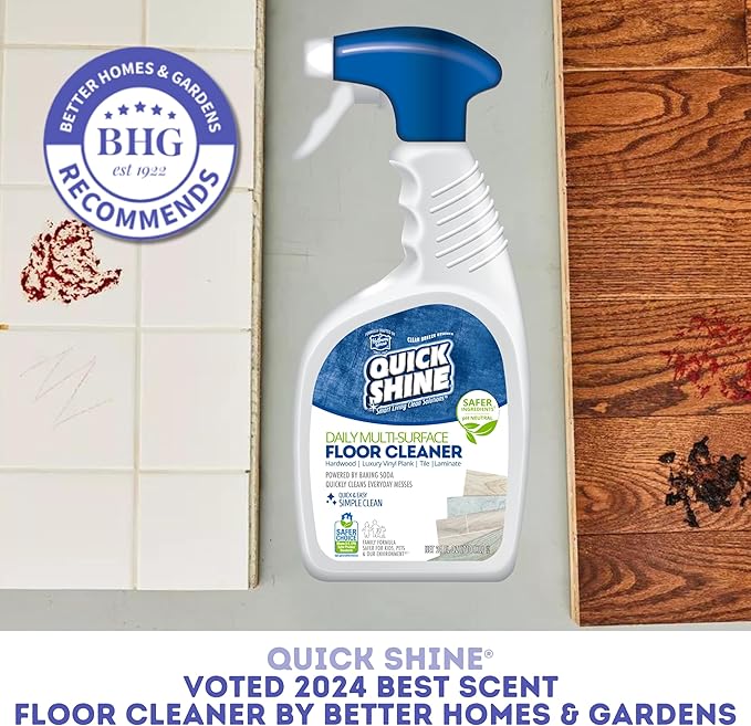 Quick Shine Multi Surface Floor Cleaner 27oz, 6Pk | Ready to Use-Streak Free- No Rinse | Use on Hardwood, Laminate, Luxury Vinyl Plank & Stone | Use in Spray Mops & Vac Mops | Safer Choice Cleaner