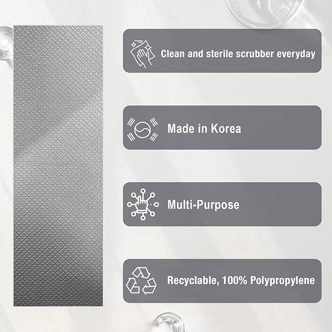 Daily Dish Scrubber Sheet Non-Scratch Household Disposable Cleaning Sponges | Recyclable, Eco-Friendly & Perfect for Kitchen, Home Cleaning and Outdoor Use (3, Grey)