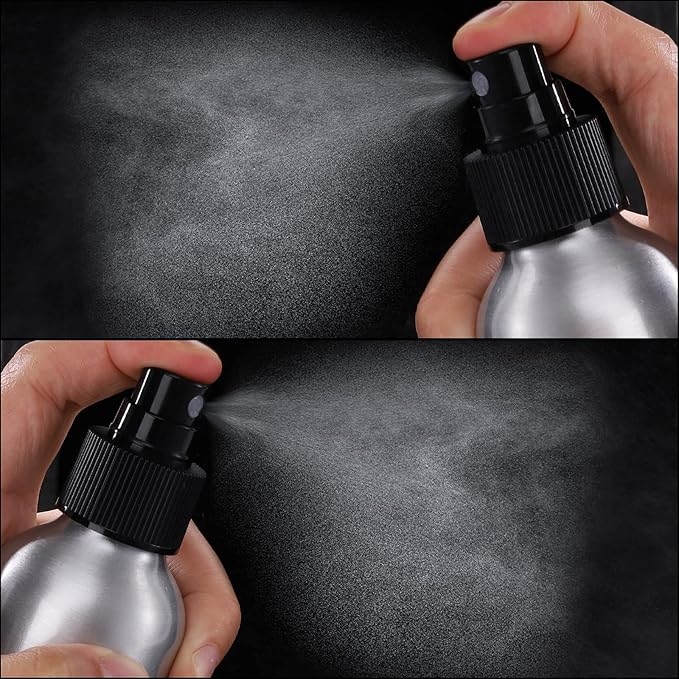 Youeon 12 Pack 4 Oz Fine Mist Spray Bottles, Reusable Aluminum Empty Spray Bottles, Small Refillable Bottle for Travel, Cosmetic, Perfume, Toner, Essential Oil Storage, Leak Proof