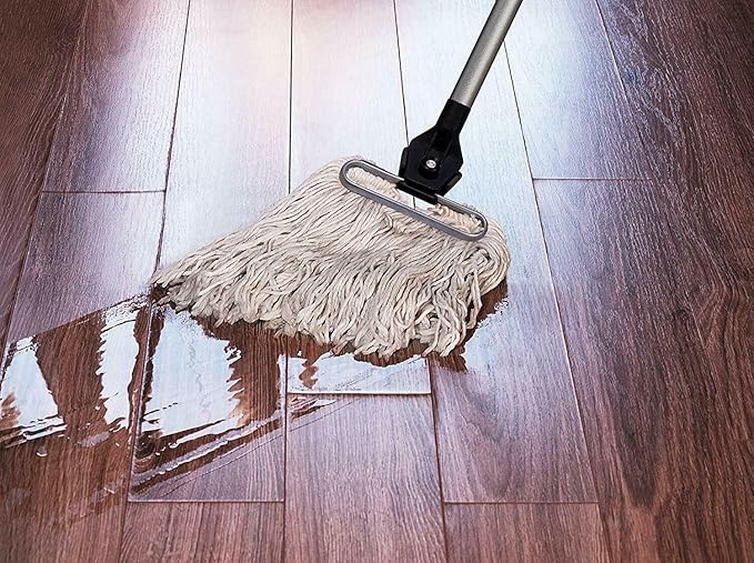 Fuller Brush Wet Mop – Stainless Steel Handle with Hang-Up Hole, Heavy Duty, Durable, Washable, Janitorial Floor Mop