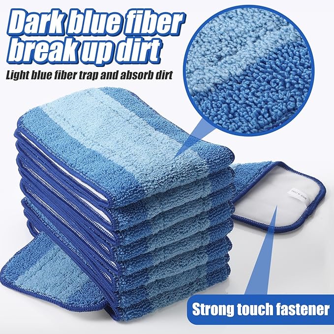 12 Pieces Microfiber Cleaning Pads Compatible with Bona Mop Reusable 18 Inch Replacement Cleaning Pads Washable Refills Replacement Heads for Floor Cleaning