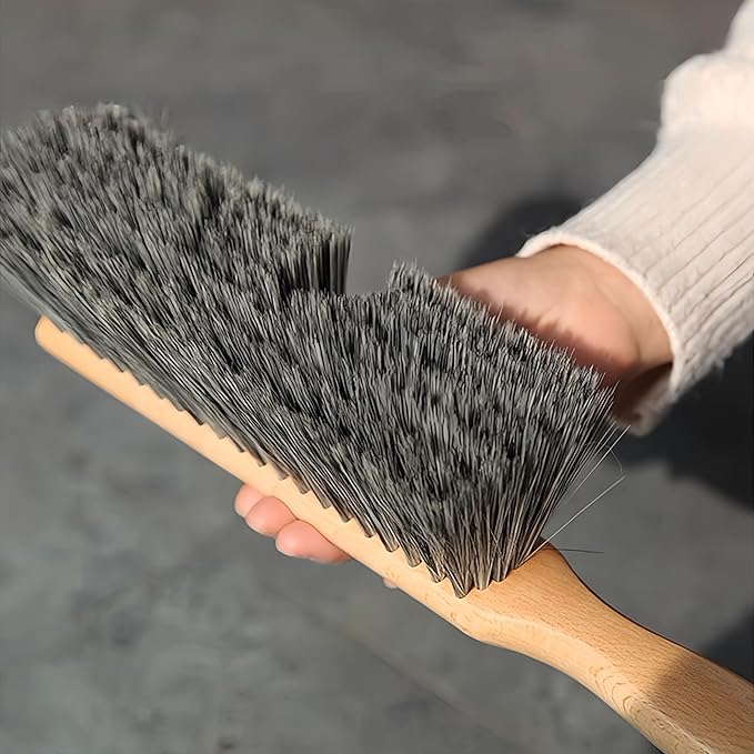 Hand Brush Soft Bristles Wooden Handle Small Hand Sweeper Brush 14 Inch Long (Gray)