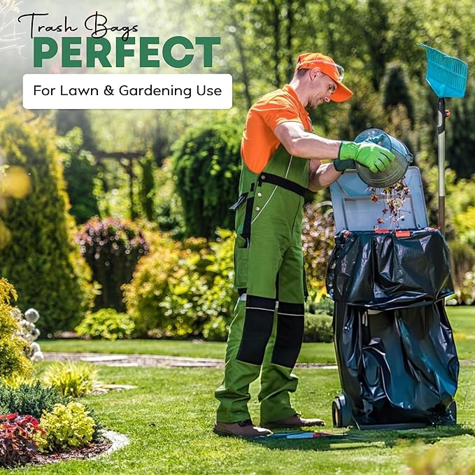95 Gallon Heavy Duty Trash Bags | 25 Bags w/Ties | Super Large Garbage bags | 1.5 MIL Thickness for Yard, Home and Office Cleanup Disposal - TrashMaster (50)