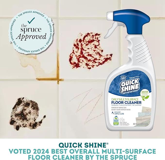 Quick Shine Multi Surface Floor Cleaner 64oz, Ready to Use-Streak Free-No Rinse, Use on Hardwood, Laminate, Luxury Vinyl Plank & Stone, Use in Spray Mops & Vac Mops, Safer Choice Cleaner