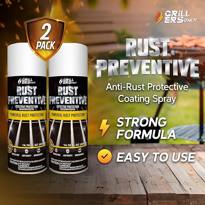 2-Pack Anti-Rust Protective Coating Spray 14.8 fl oz | for Carbon Steel Cast Iron & Grills