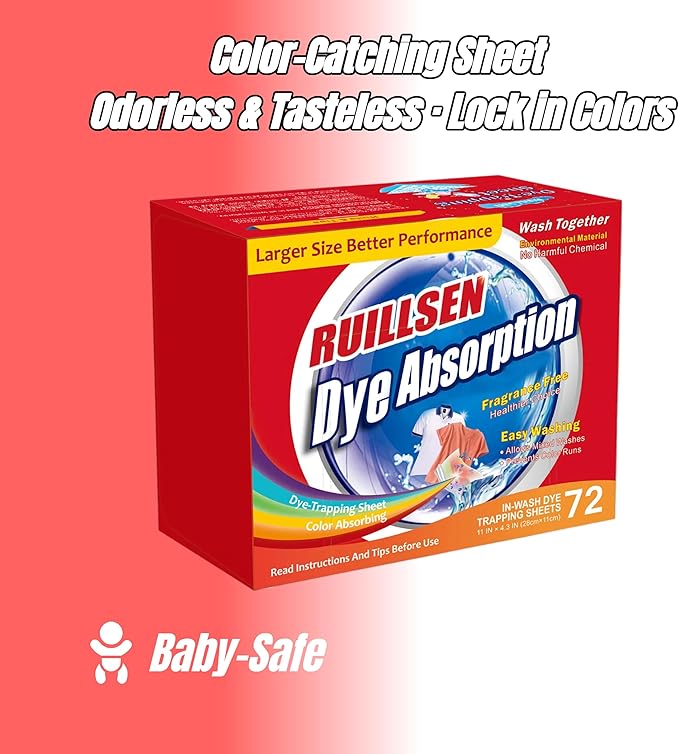 Dye Absorption Dye Trapping Sheets, 288 Count Household Cleaning Toilet Supplies Laundry Fragrance Free Color Collector Grabber Cleaner Machine Use With Mix Different for Single People