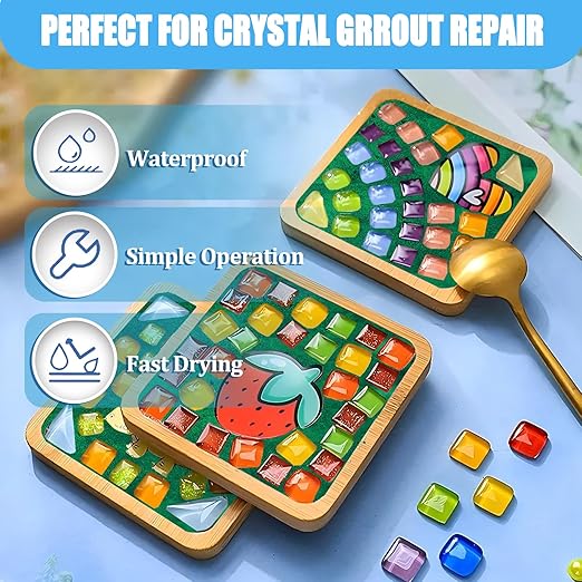 OOTDART Mosaic Crystal Grout, Mosaics Tile Tools, Mosaic Tile Accessories – Essential for Handmade Grouting and Perfect for DIY Craft Projects (Green, 4.5oz)