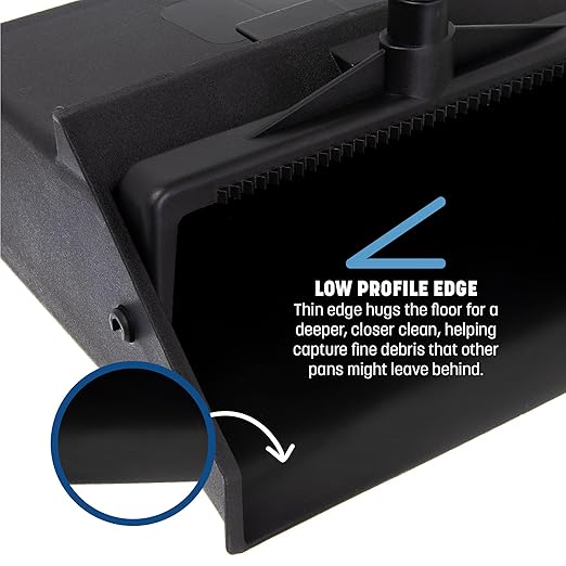 Carlisle FoodService Products Duo-Pan Upright Dust Pan with Serrated Yoke for Home, Restaurants, Kitchen, Lobby, And Office, Plastic, 30 Inches, Black