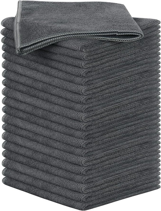 SINLAND Microfiber Rag Absorbent Cleaning Cloth Kitchen Dish Cloth Quick Dry Streak Free Dish Rags Glass Cloths 12inchx12inch 20 Pack Grey
