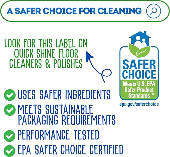 Quick Shine Multi Surface Floor Cleaner 27oz, 6Pk | Ready to Use-Streak Free- No Rinse | Use on Hardwood, Laminate, Luxury Vinyl Plank & Stone | Use in Spray Mops & Vac Mops | Safer Choice Cleaner