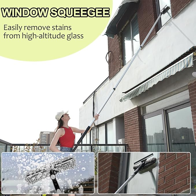 【Upgrade Anti Rotation 】 20FT High Reach Duster Kit,Lightweight Aluminum Alloy Extension Rod,5-Piece Set,210° Steering Head Clean Various Angle,for Cleaning Ceiling,High Wall