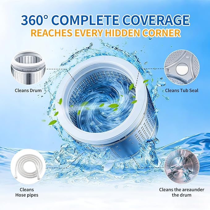 Ultra-Powerful Washing Machine Cleaner Tablets-24 Packs, Deep Cleaning Tablets for Front Loader, Top Load & HE Washers,Formulated for Pet Owners,1 Year Supply