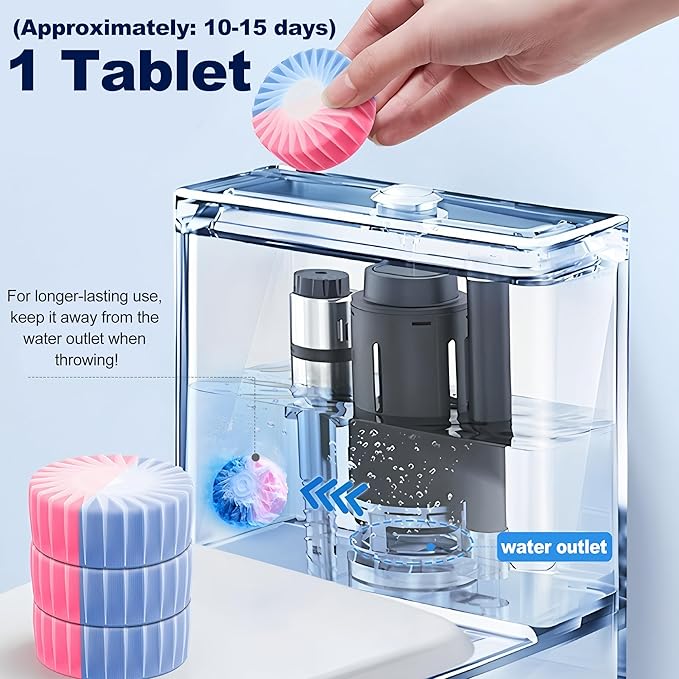KELITE Automatic Toilet Bowl Cleaner Tablets, 10 Pack Long-Lasting Toilet Tank Cleaner for Bathroom, Blue Water Freshener, Prevents Stains & Odor, Safe for All Toilets (1, 10 Pack (Pink+Blue))
