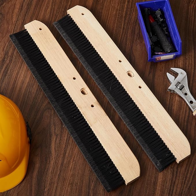 Yiyiring 2 Pack 24 Inch Concrete Broom Finishing Tools Wood Backed, Polypropylene Bristles Brush Push Brooms Without Handle for Concrete Finishes Hard Floors