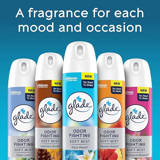 Glade Air Freshener Room Spray, Vanilla Caramel Twist Scent, Odor Fighting to Deliver Long Lasting Freshness, 8 Oz, 6 Count