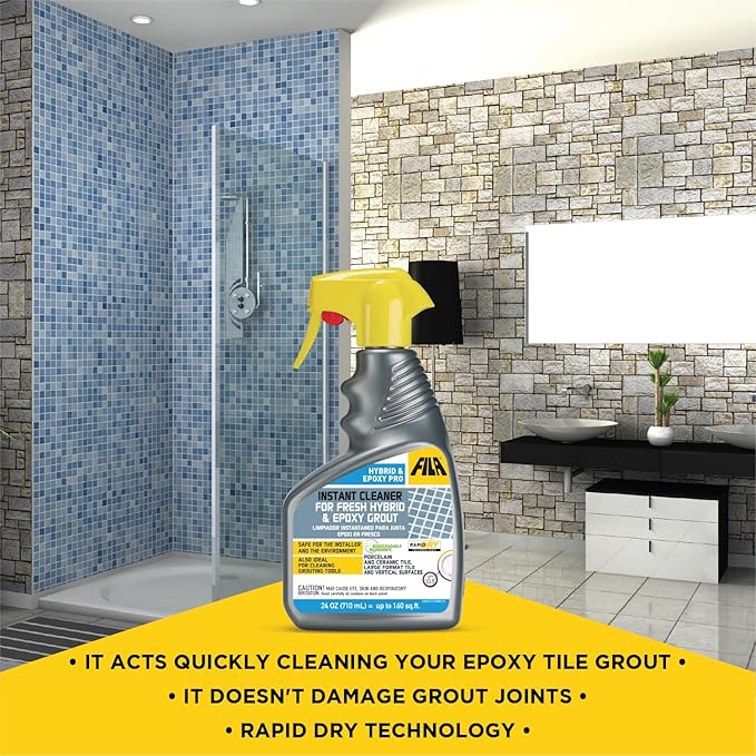 FILA Surface Care Solutions, HYBRID & EPOXY PRO, Instant Cleaner for Fresh Epoxy Grout residues, Grout Cleaner to use during Installation, Clean your Epoxy Floor Kit Tools after Epoxy Flooring, 24oz.