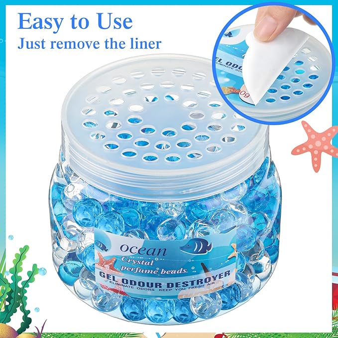 Timgle 12 Pack Odor Eliminator Gel Beads Bulk 10 Ounces Air Freshener Gel Beads Odor Eliminator for Home, Bathrooms, Cars, Boats and Pet Areas(Ocean Scent)