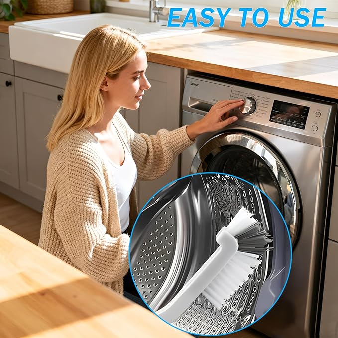 8 Pcs Washing Machine Cleaning Brush,Dryer Vent Cleaner Kit, Long Handle Crevice Brush Kit for Bathroom, Kitchen, Tile, Grout, Sink, Shower, and Vent Maintenance