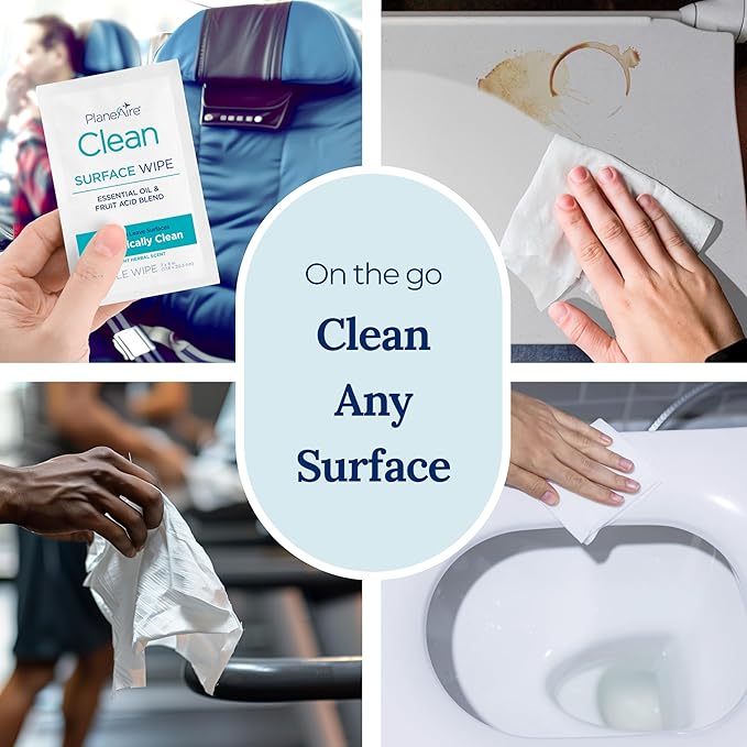 Travel Essentials | Hygiene Kit | Travel Toiletry Kit | Travel Size | Gel Hand Sanitizer 3-Mint Scent | Surface Wipes | Individual Travel Wipes | Surface Cleaner & Air Mist | Made with Essential Oils
