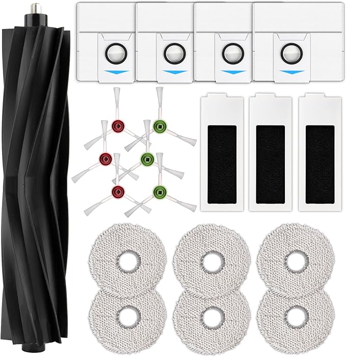 (20 Pack) T20 Omni Replacement Parts for ECOVACS DEEBOT T20 Omni/ T20e Omni/ T20 Max/ T20 Pro Robot Vacuum, 1 Roller Brush, 6 Side Brushes, 4 Dust Bags, 3 HEPA Filters, 6 Mop Pads, Accessories Kit