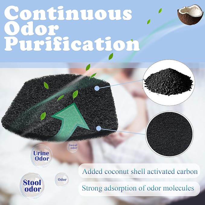 NewKe 10 Pack Baby Diaper Pail Deodorizer Refills Compatible with Ubbi Diaper Pail, Activated Charcoal Deodorizer Filters, Odor Eliminating, Precise fit, Keep Nursery Fresh