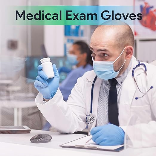 FifthPulse Medical Exam Blue Nitrile Gloves X Small 1000 Count - 3 Mil Powder and Latex Free Disposable Gloves - Case of 10 Boxes of 100