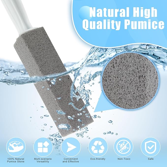 Starvast 30Pcs Pumice Toilet Bowl Brush, Cleaner Pumice Stone with Long Handle, Toilet Stone Brush Block for Bath Grout Pool Kitchen Tubs Showers