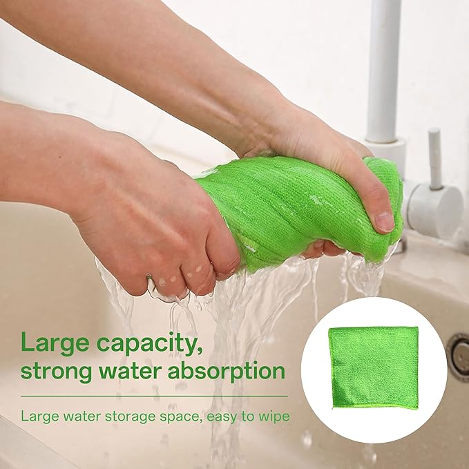 IIUIKOO Windshield Cleaner Tool with Extendable Handle, Car Window Cleaning Kit for Inside & Outside Glass, Includes Microfiber Pads, Brush & Bottle (7 Pcs, Green)