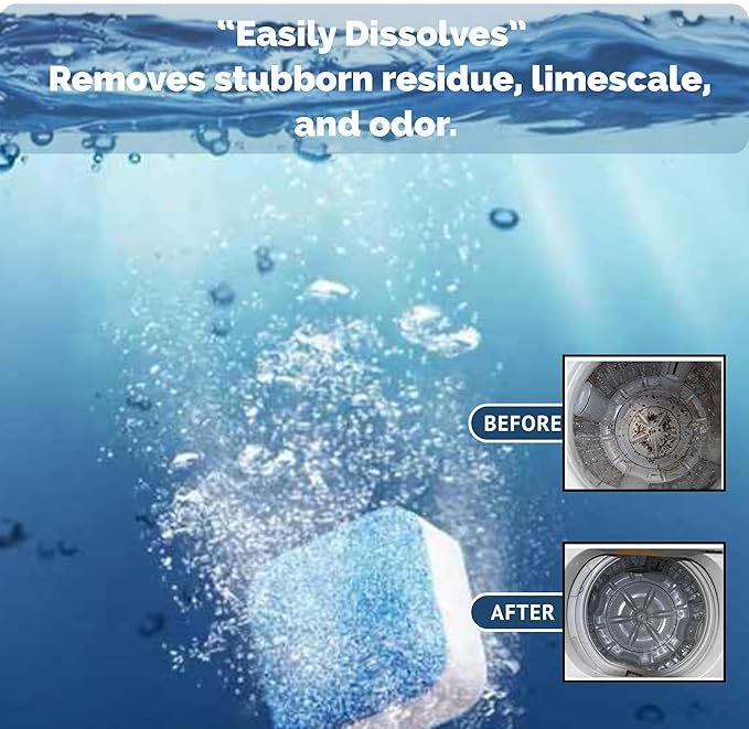 Professional Washing Machine Cleaner Tablets – Deep Clean Formula, Removes Limescale & Odors – 60 Tablets, 2-Pack