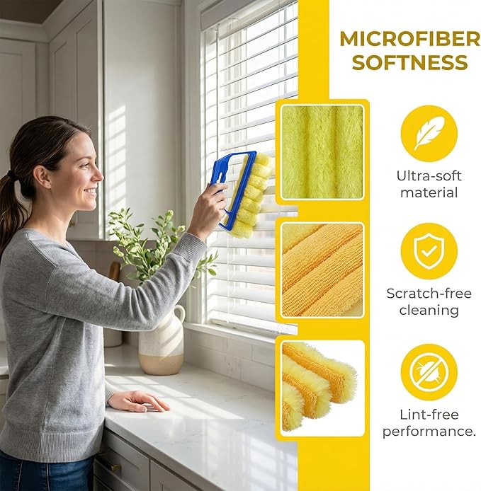 Blind Cleaner Duster Tool Microfiber Washable Cleaning Tools for Ceiling Fan Cleaner Duster and Blind Cleaner; Suitable for Louvers, Air Conditioning Vents, and Ceiling Fans (3-Pack)