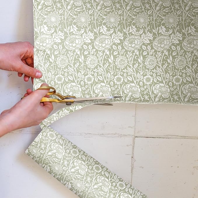 The Master Herbalist Fragrant Fresh Linen Scented Drawer Liners in a SAGE Green | William Morris Design| Pack of 5 Sheets (Folded) | Contains Essential Oils | Made in The UK