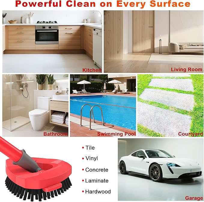 Upgraded Scrub Brush Head, Compatible with O Cedar Mop 2 Tank System ONLY, All Bristles & Angled Scrubber Mop Head for Better Corners Cleaning Brush Along Walls Deck Bathroom Kitchen - 1 Pack