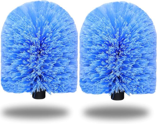 2 Pack Twist-On Cobweb Duster Head, Fits Standard 3/4 inch Threaded Poles, Spider Web Duster Brush for Outdoor & Indoor Cleaning (Blue)