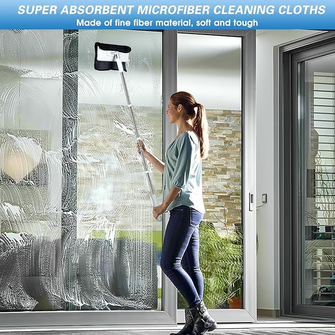 Shiny Wipes Cleaning Cloths 3pcs Replacement Microfiber Towel for Disposable Dust Mop, Super Absorbent Shiny Wipes Shower Cleaning Cloths for Window, Bathroom, Car Mirror, Home (3pcs Squeegee Refill)