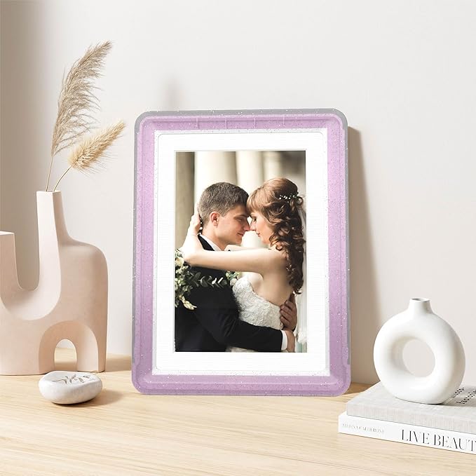 6-Pack 5x7 Picture Frame or 4x6 with Mat – Shatterproof Plastic Photo Frame for Family, Nursery & Playroom, Wall & Tabletop Picture Frames for Home Office, Safe Lightweight Design, in Crystal Pink