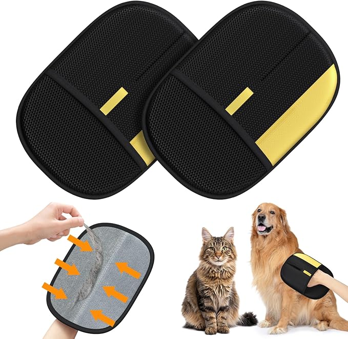 Ulyuhoda Pet Hair Remover - 2025 New Electrostatic Magic Brush Pet Hair Remover Glove, Reusable Cat & Dog Hair Remover Tool for Clothing, Couch, Furniture, Carpet, Car Seat, Cat Grooming Glove, 2 PCS