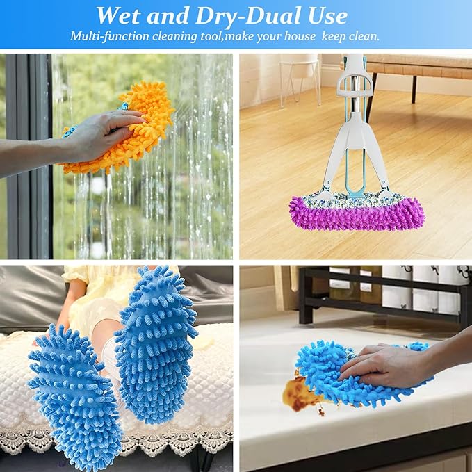 Mop Slippers Shoes Cover Duster - Microfiber Mopping Slippers for Floor Cleaning,Floor Cleaning Tools, Washable Reusable Socks Mop Shoes Microfiber Foot Socks (4 Pairs)