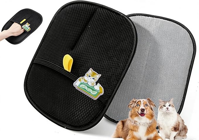 2 Packs Pet Hair Removal Tool for Cats & Dogs with Funny Cat Pins, 2025 Newly Reusable and Easy Cleaning Hair Remover, Electrostatic Pet Hair Remover for Laundry, Couch, Carpet, Car Seat