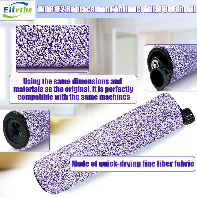 8-Pack WDB1F2 Replacement Brushroll & Filte Bundle for Shark WD101 WD201 WD100 WD200 AW201 WD200C WD201C WD101C AW261 wd160 HydroVac XL 3-in-1 vacuum cleaner,compare parts WDB1,WDB2,WDFF1,WDFF2,WDB1F2
