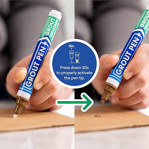 Grout Pen Brown Tile Paint Marker: Waterproof Grout Paint, Tile Grout Colorant and Sealer Pen - Brown, Narrow 5mm Tip (7mL)
