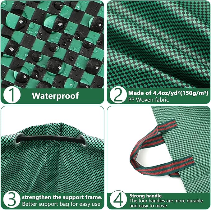 3 Pack 72 Gallon Reusable Yard Waste Bags Heavy Duty Lawn and Leaf Bags Yard Waste Container Garden Grass Bags