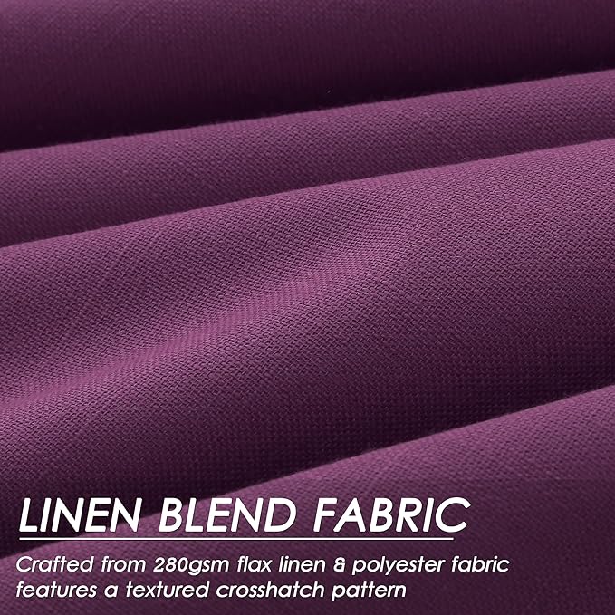 100% Blackout Linen Curtains 102 Inches Long 2 Panels Set for Bedroom Purple Back Tab Black Out Curtain Modern Urban Noise Cancelling Total Light Blocking Window Curtains 102 Length 52X102 Inches